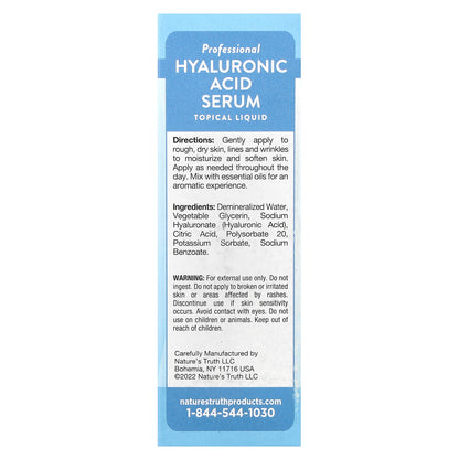 Nature's Truth, Hyaluronic Acid Serum, Unscented, 1 fl oz (30 ml)