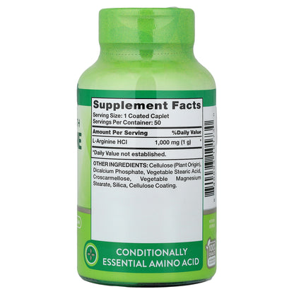 Nature's Truth, L-Arginine HCL, Maximum Strength, 1,000 mg, 50 Coated Caplets