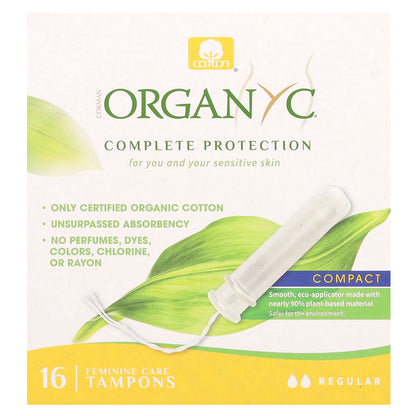 Organyc, Organic Tampons, Compact, Regular, 16 Tampons