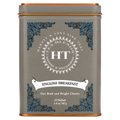 Harney & Sons, HT Tea Blends, English Breakfast, 20 Tea Sachets, 1.4 oz (40 g)