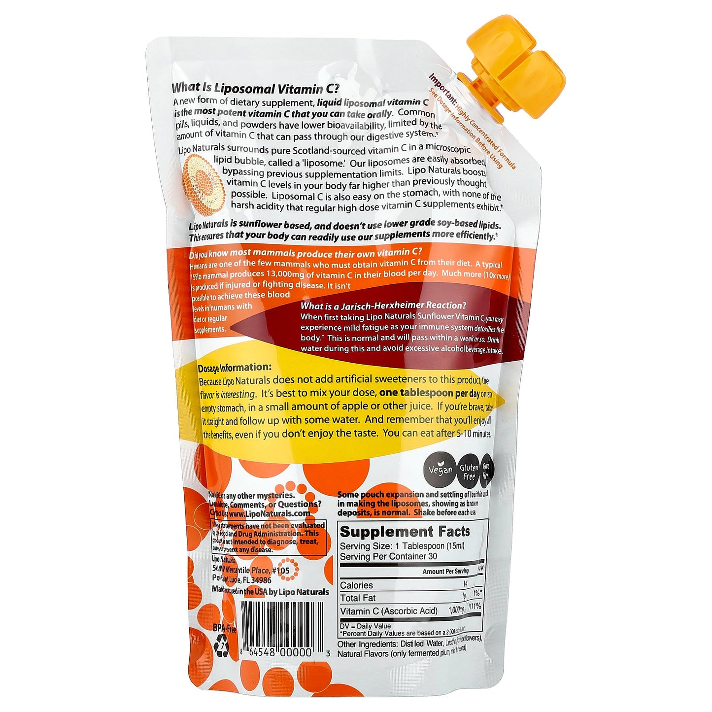 Lipo Naturals, Liposomal Vitamin C from Sunflowers, 15 oz (443 ml)