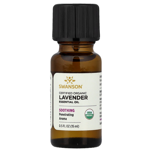 Swanson, Certified Organic Essential Oil, Lavender, 0.5 fl oz (15 ml)
