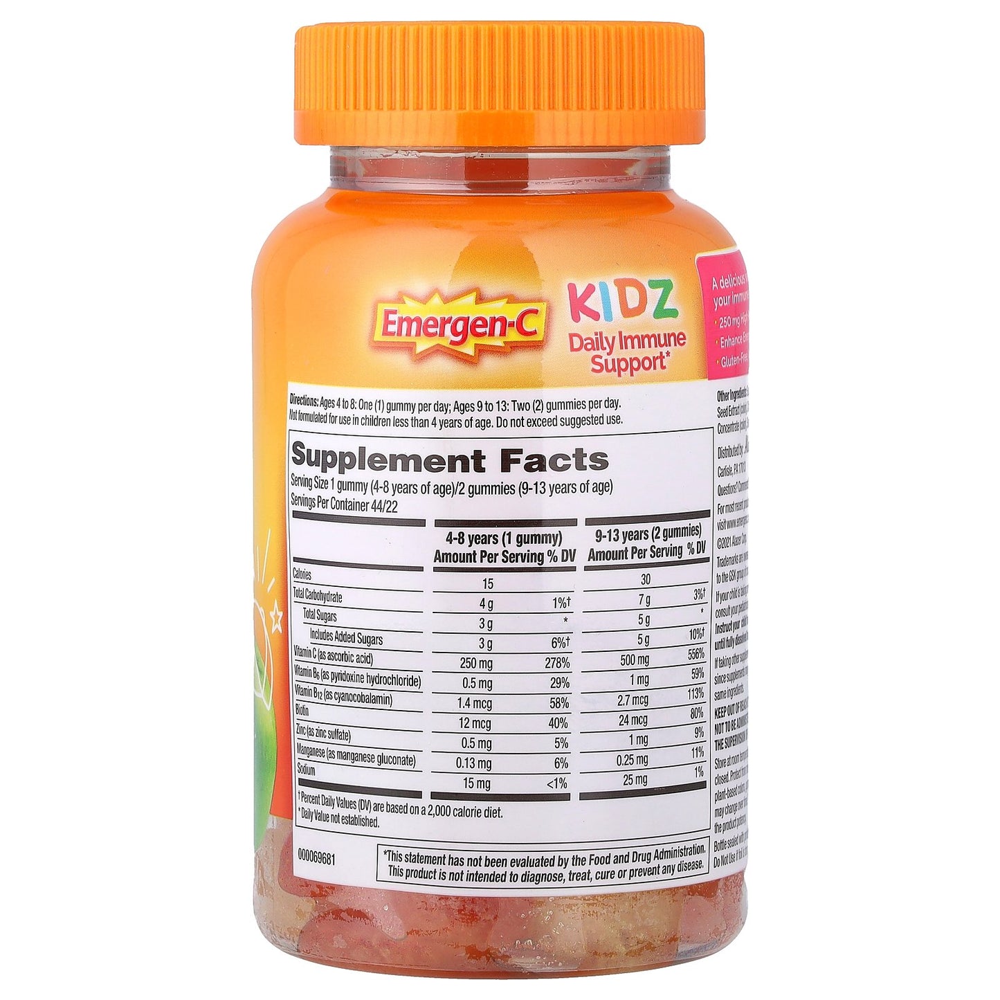 Emergen-C, Kidz, Daily Immune Support Gummies, Fruit Fiesta, 44 Gummies