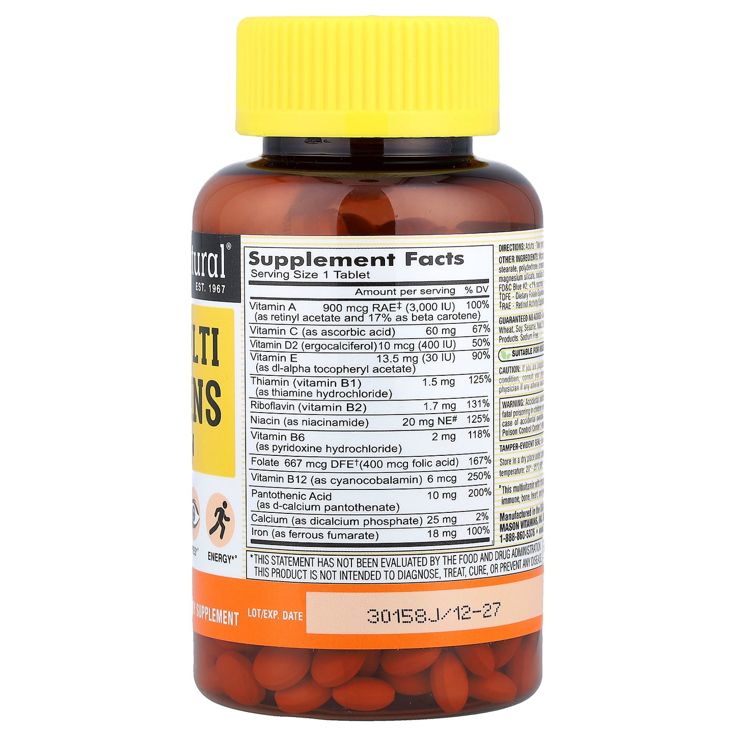 Mason Natural, Mini Multi Vitamins with Iron, 365 Mini Tablets