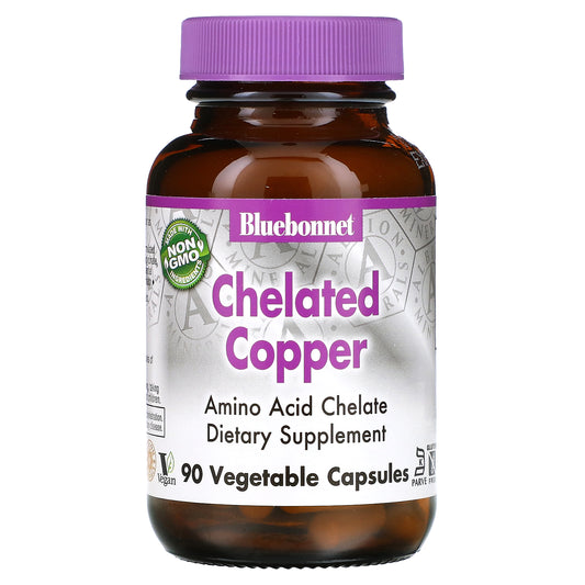 Bluebonnet Nutrition, Chelated Copper, 3 mg , 90 Vegetable Capsules