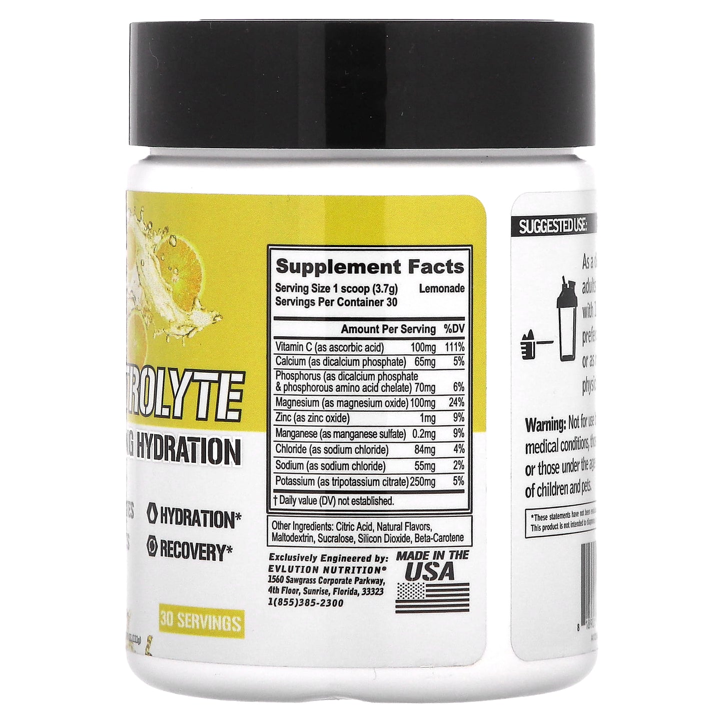 EVLution Nutrition, Electrolyte Volumizing Hydration, Lemonade, 3.91 oz (111 g)