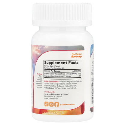 Zahler, Junior D3 & K2, Peach Apricot , 90 Chewable Tablets