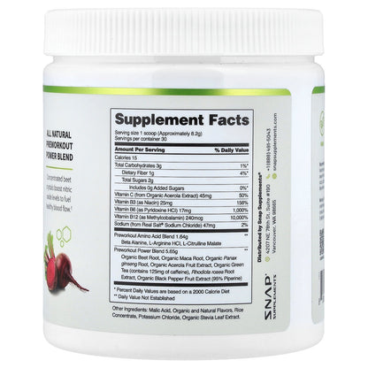 Snap Supplements, Pre Workout, Mixed Berry, 8.8 oz (250 g)