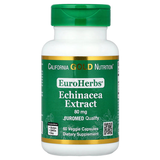 California Gold Nutrition, EuroHerbs™, Echinacea Herb Extract, Euromed Quality, 80 mg, 60 Veggie Capsules