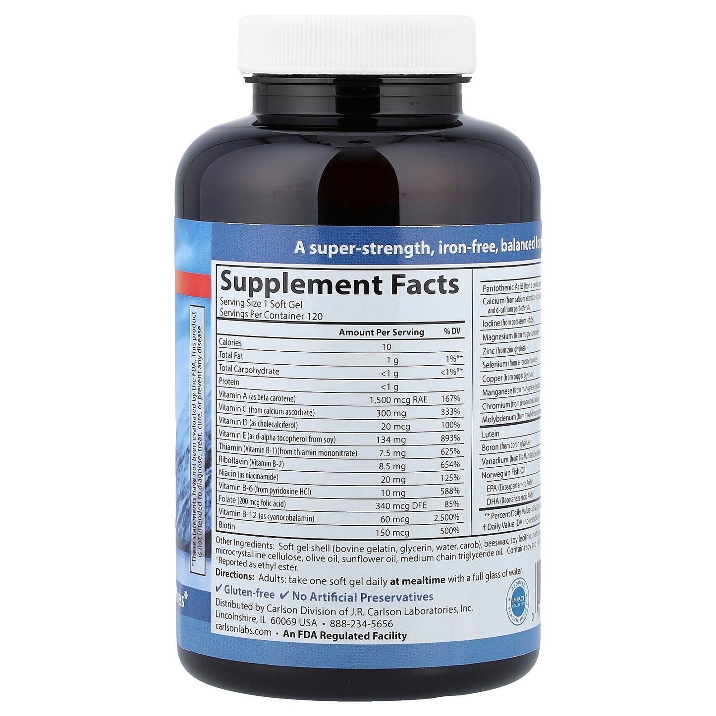 Carlson, Multi + Omega-3, 120 Soft Gels