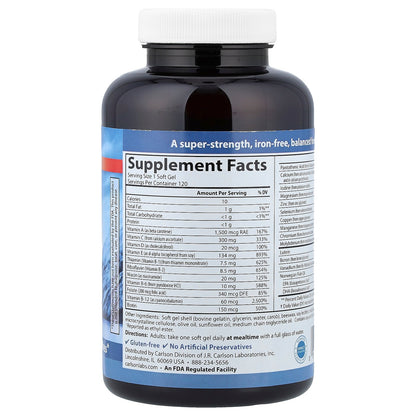 Carlson, Multi + Omega-3, 120 Soft Gels