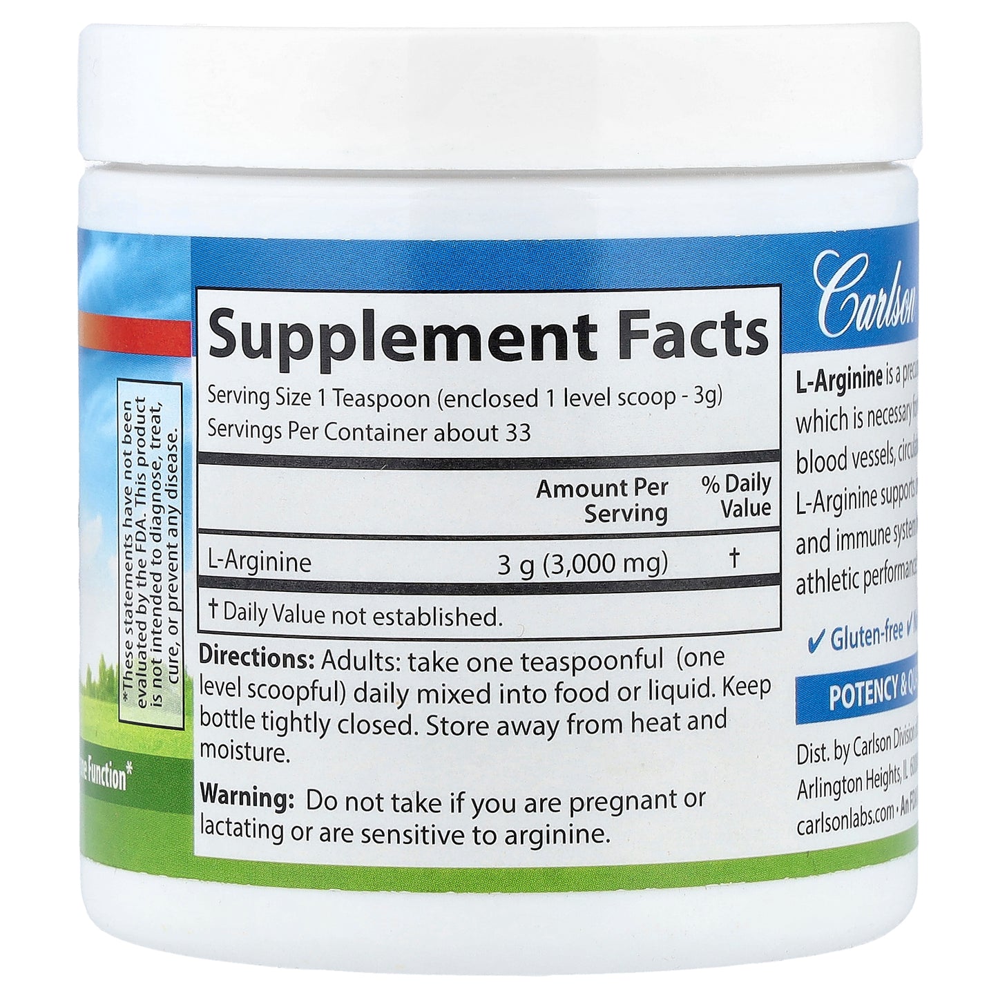 Carlson, L-Arginine Powder, 3.53 oz (100 g)