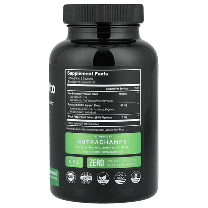 NutraChamps, Saw Palmetto, 120 Vegan Capsules