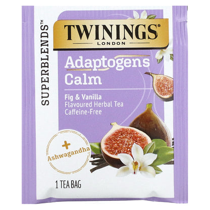 Twinings, Adaptogens Calm Herbal Tea, Fig & Vanilla, Caffeine Free, 18 Tea Bags, 1.27 oz (36 g)