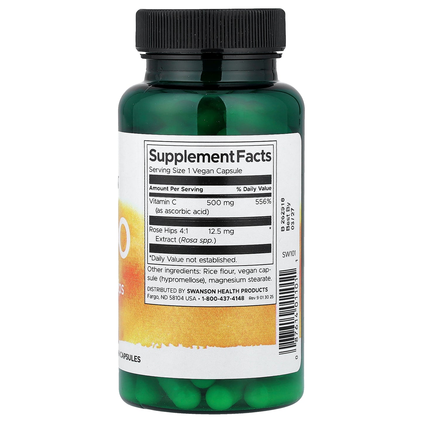 Swanson, C-500, Vitamin C With Rose Hips, 100 Vegan Capsules