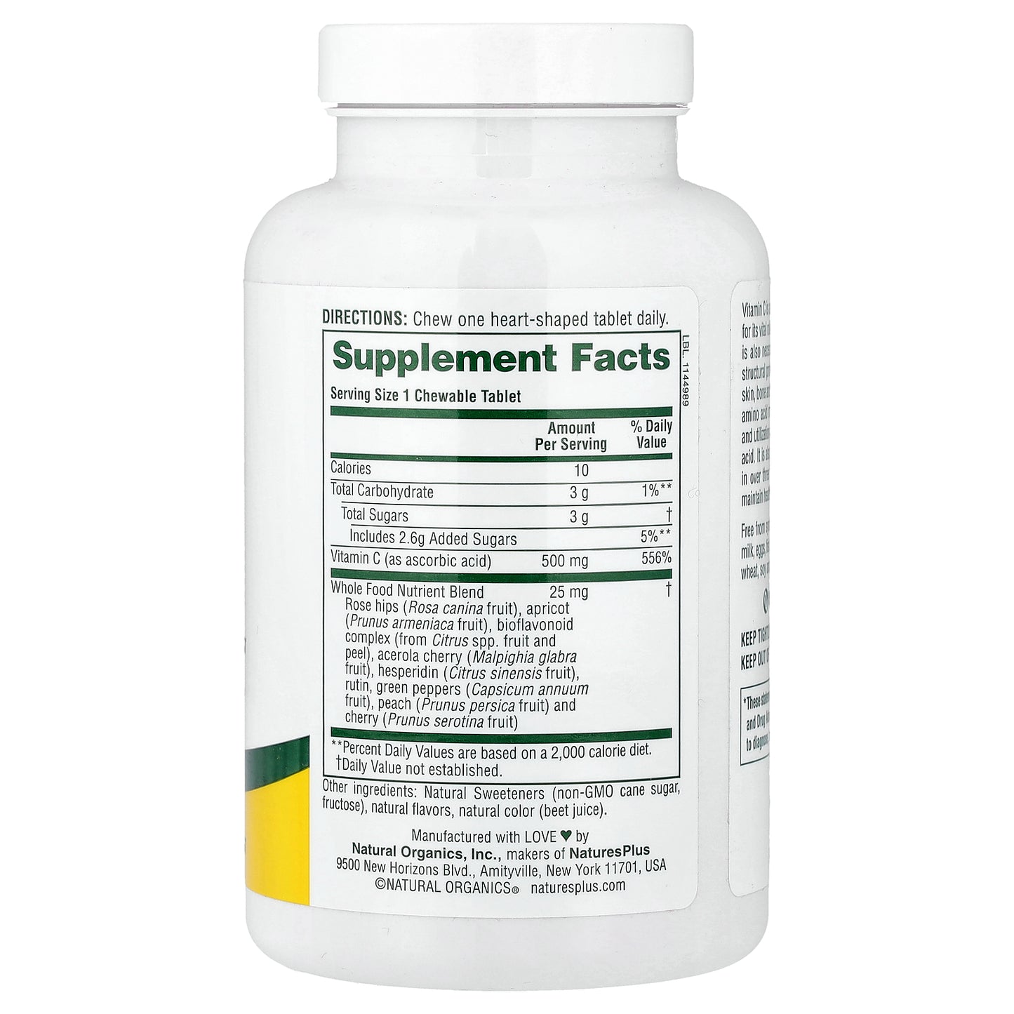 NaturesPlus, Chewable Lovites, Vitamin C, Natural Fruit, 90 Tablets