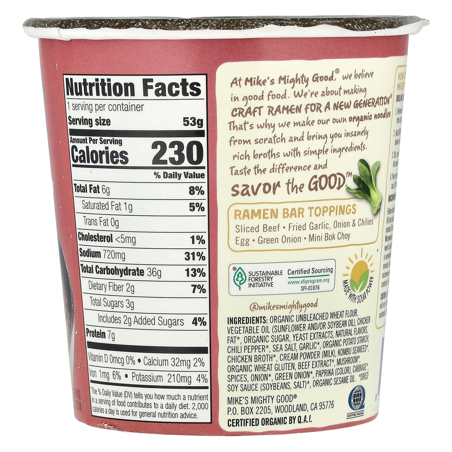 Mike's Mighty Good, Craft Ramen, Spicy Beef Flavor Ramen Soup, 1.8 oz (53 g)