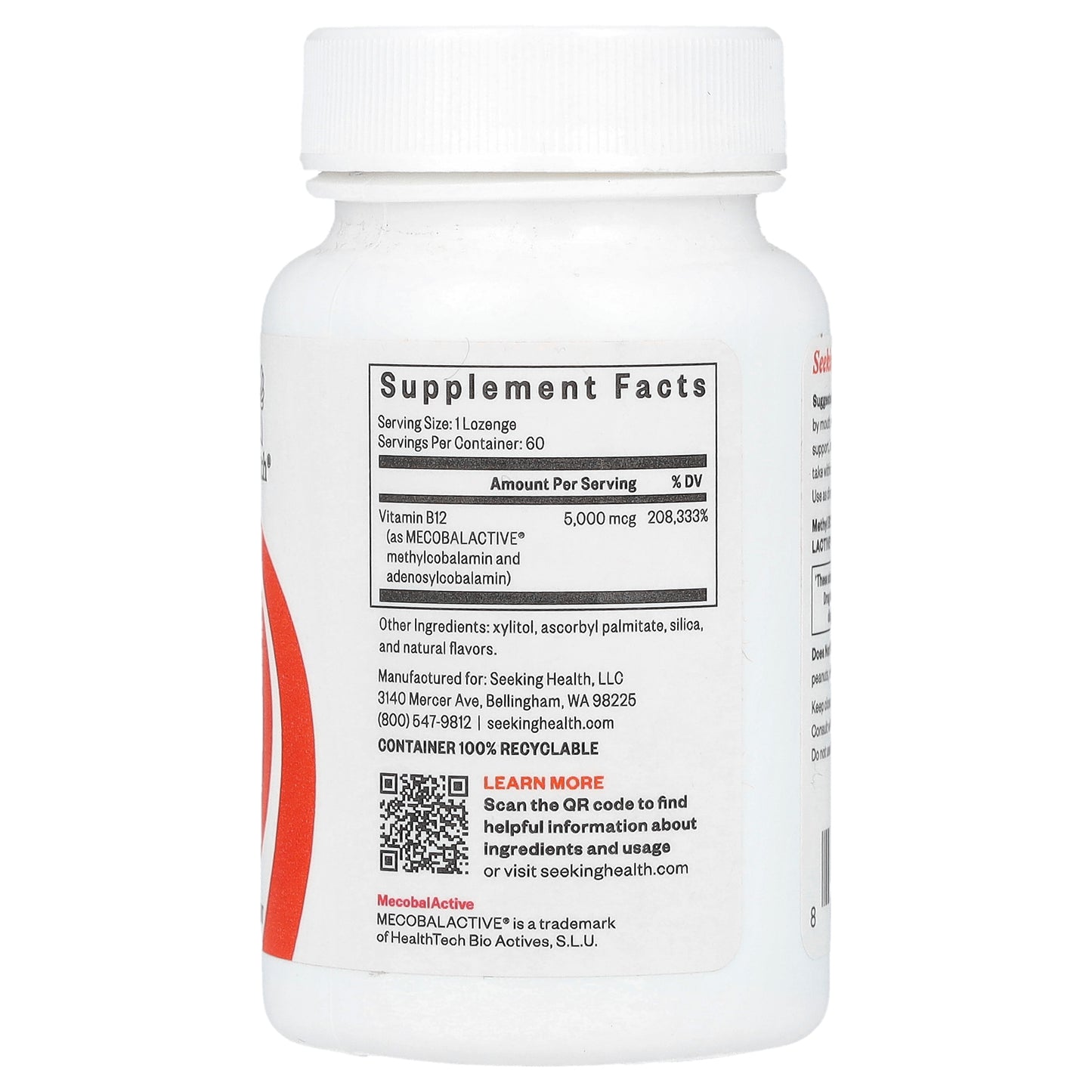 Seeking Health, Methyl B12 5000, 5,000 mcg, 60 Lozenges