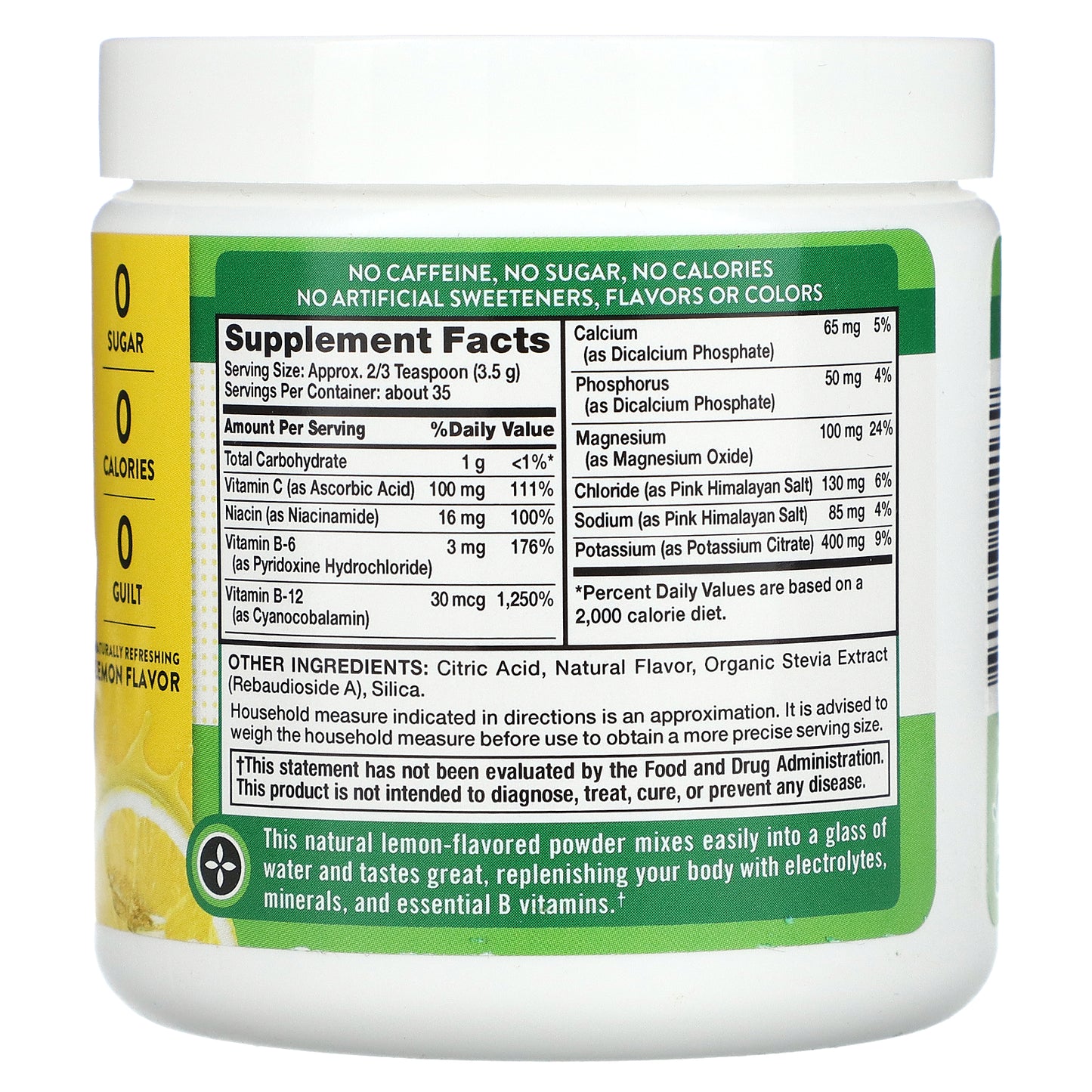 Nature's Truth, Electrolyte Hydration + B Vitamins, Powder Mix, Lemon, 4.3 oz (121 g)