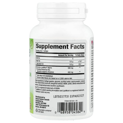 Natural Factors, Berberine LipoMicel Matrix, 60 Liquid Softgels