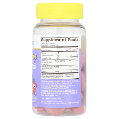 Kids Smart®, Vita Gummies, Strong Bones & Teeth, Calcium + Vitamin D3, Ages 3+, Strawberry, 30 Gummies