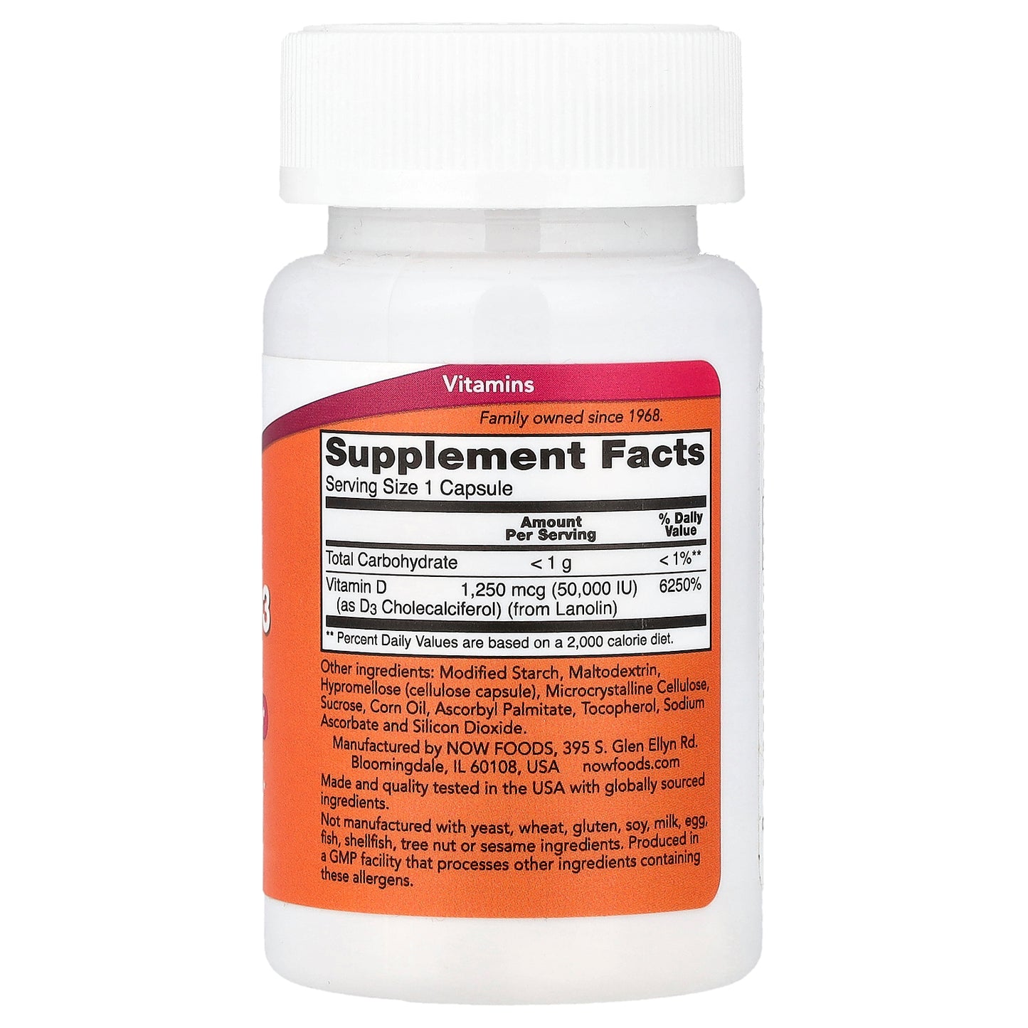 NOW Foods, Vitamin D3, Max Potency, 50,000 IU, 15 Capsules