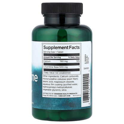 Swanson, L-Carnitine, 100 Tablets