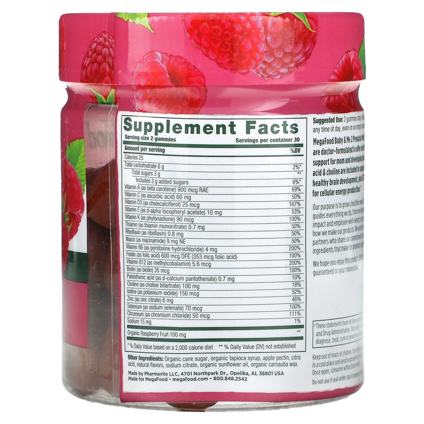 MegaFood, Baby & Me 2, Prenatal Multi, Red Raspberry, 60 Gummies