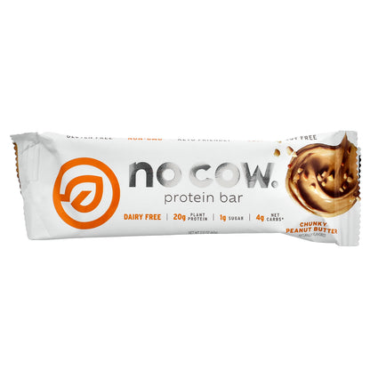 No Cow, Protein Bar, Chunky Peanut Butter, 12 Bars, 2.12 oz (60 g) Each