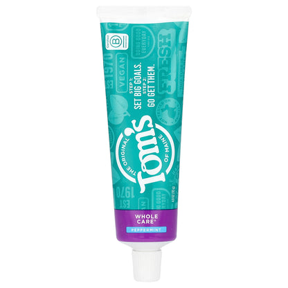 Tom's of Maine, Whole Care®, Natural Anticavity Toothpaste with Fluoride, Peppermint, 4 oz (113 g)