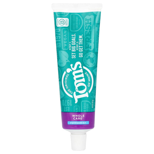 Tom's of Maine, Whole Care®, Natural Anticavity Toothpaste with Fluoride, Peppermint, 4 oz (113 g)