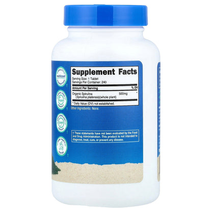 Nutricost, Organic Spirulina, 500 mg, 240 Tablets