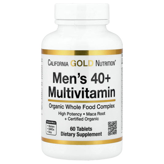 California Gold Nutrition, Organic Whole Food Men's 40+ Multivitamin with Organic Amla Extract, Organic Sunflower Extract, Organic Moringa Extract, and Organic Shiitake Extract , 60 Tablets