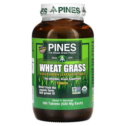 Pines International, Wheat Grass, 500 mg, 500 Tablets