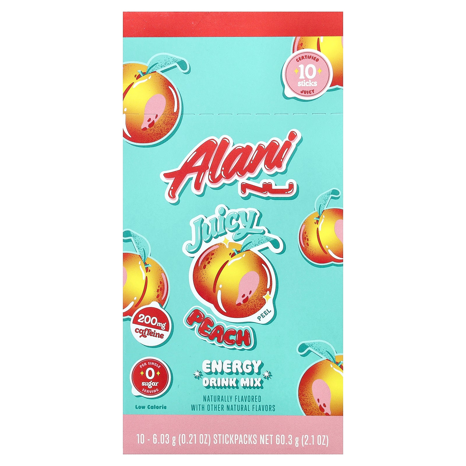Alani Nu, Energy Drink Mix, Juicy Peach, 10 Stickpacks, 0.21 oz (6.03 g) Each
