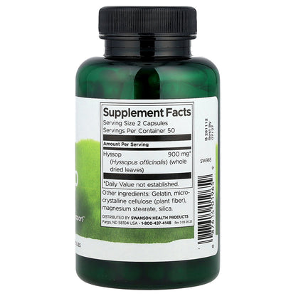 Swanson, Hyssop , 450 mg, 100 Capsules