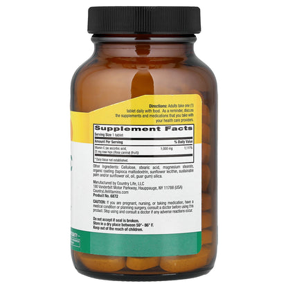 Country Life, Time Release Vitamin C with Rose Hips, 1,000 mg, 90 Tablets