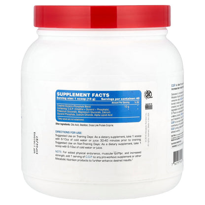Metabolic Nutrition, C.G.P.®, Unflavored, 400 g