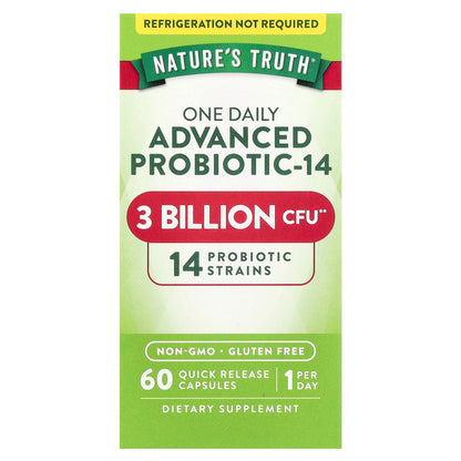 Nature's Truth, One Daily Advanced Probiotic-14, 3 Billion CFU, 60 Quick Release Capsules