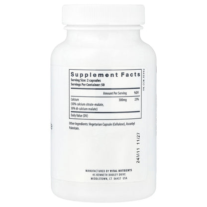 Vital Nutrients, Calcium, Citrate + Malate, 100 Vegan Capsules (150 mg per Capsule)