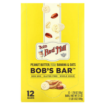 Bob's Red Mill, Bob's Bar™, Peanut Butter, Banana & Oats, 12 Bars, 1.76 oz (50 g) Each