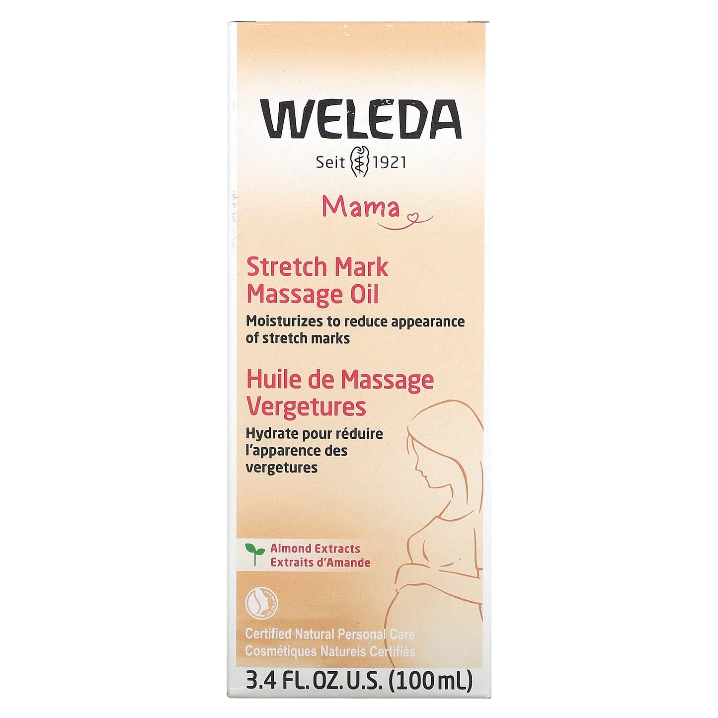 Weleda, Mama, Stretch Mark Massage Oil, Almond Extracts, 3.4 fl oz (100 ml)