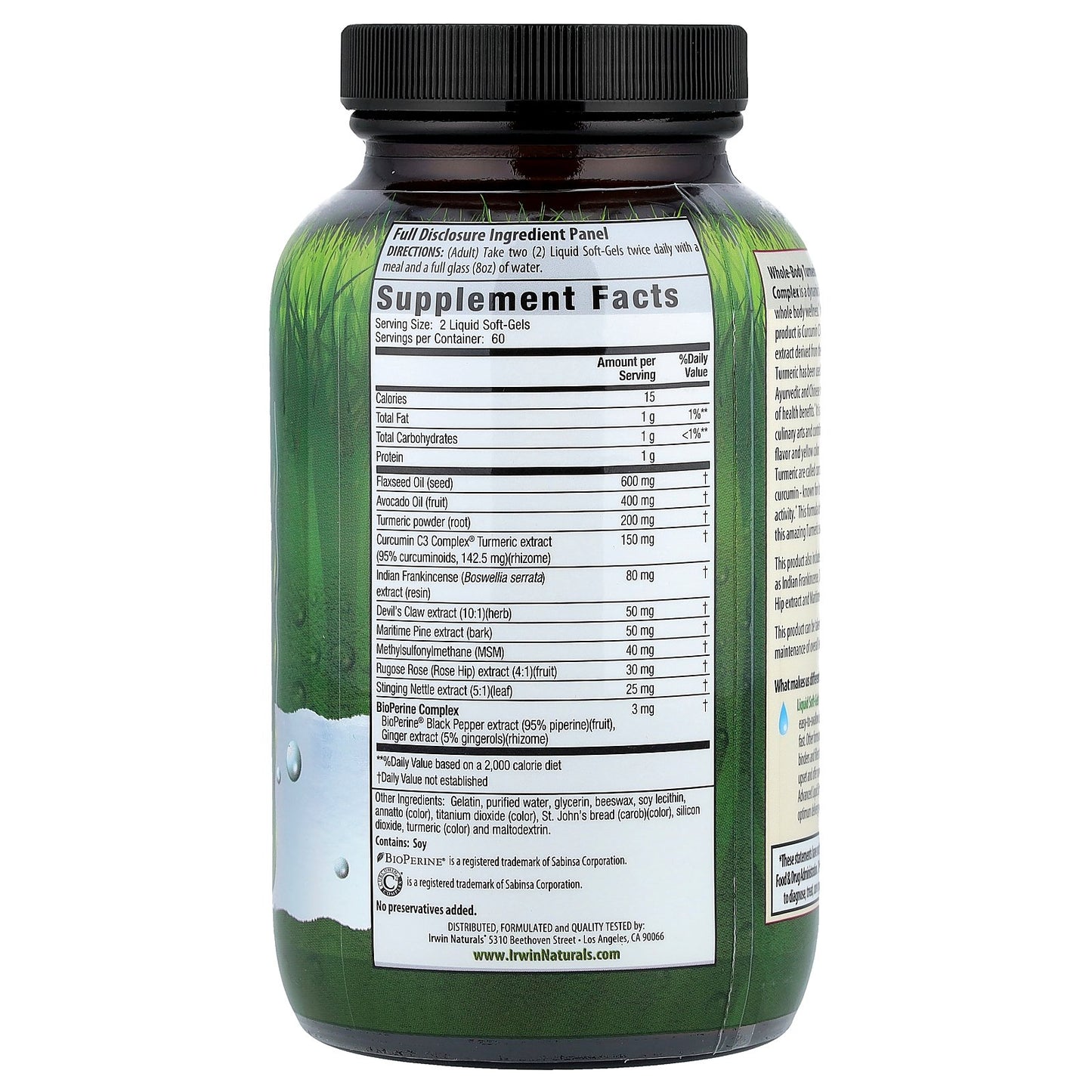 Irwin Naturals, Whole-Body Turmeric™ + Curcumin C3 Complex®, 120 Liquid Soft-Gels