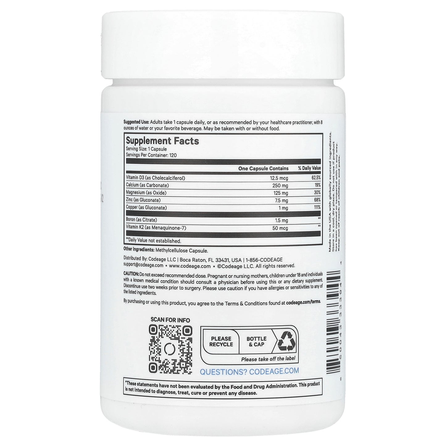 Codeage, Calcium Pro+, 120 Vegetable Capsules