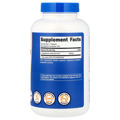 Nutricost, Glutathione, 500 mg, 240 Capsules