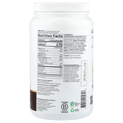 Garden of Life, Organic Creamy Protein with Oatmilk Powder, Chocolate Brownie, 2 lb 0.45 oz (920 g)