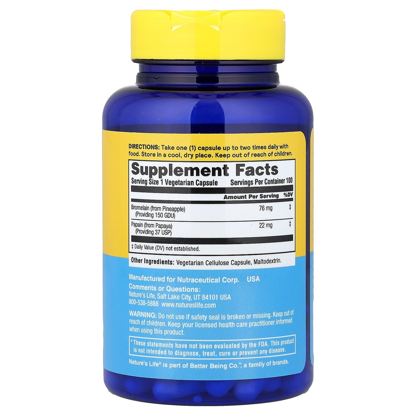 Nature's Life, Bromelain & Papain, 100 Capsules