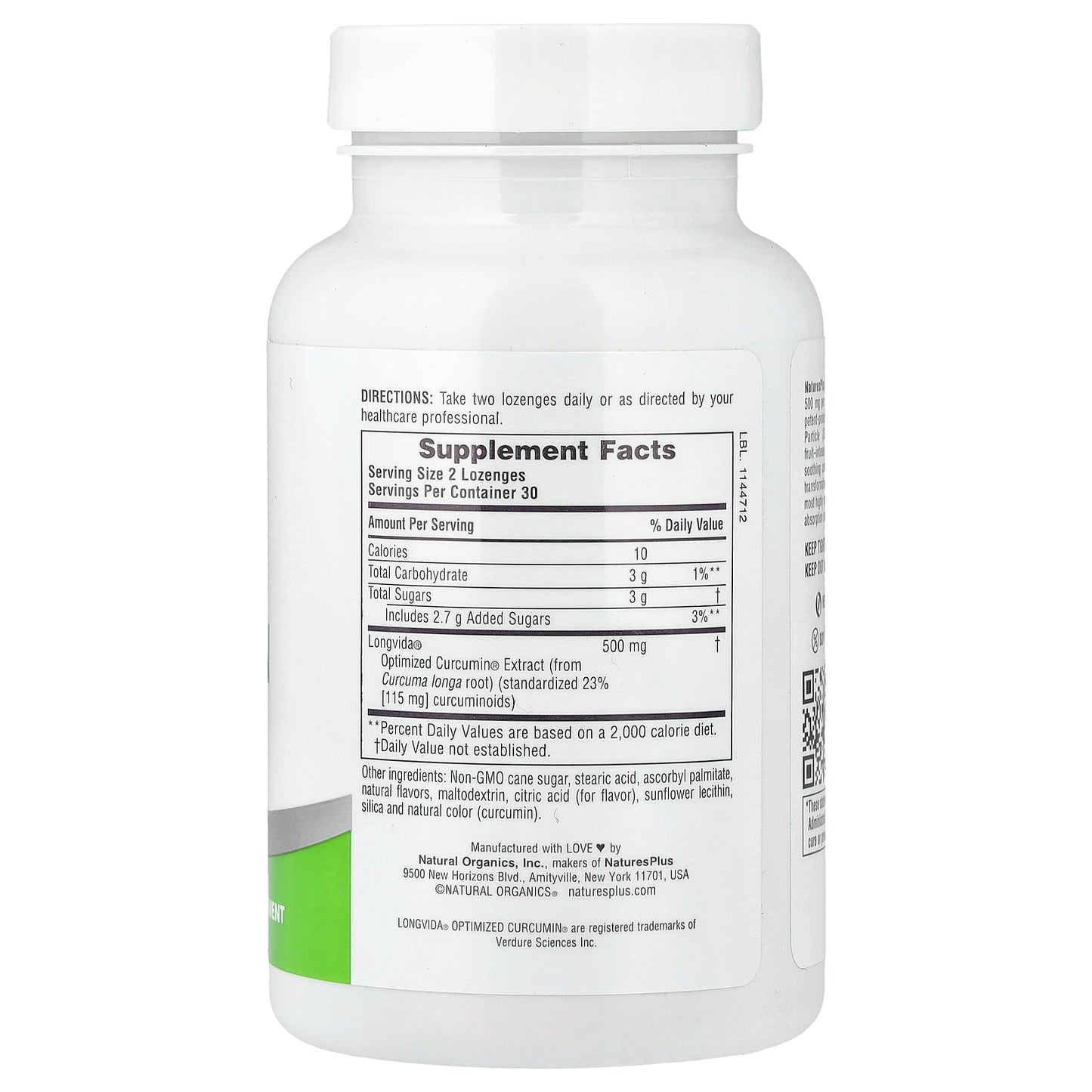 NaturesPlus, PRO longvida® Curcumin Lozenge, 60 Lozenges (250 mg per Lozenge)