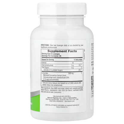NaturesPlus, PRO longvida® Curcumin Lozenge, 60 Lozenges (250 mg per Lozenge)