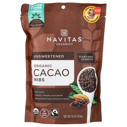 Navitas Organics, Organic Cacao Nibs, Unsweetened, 16 oz (454 g)